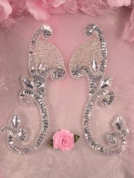 RIGHT SIDE ONLY OS0034 Silver Jeweled Mirror Pair Sequin Beaded Appliques 6"