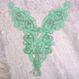 0035 Mint Green Heart Bodice Yoke 8" Sequin Beaded Applique