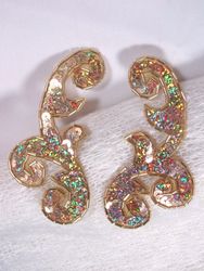 0050 Gold Holographic Mirror Pair Sequin Beaded Appliques 4"