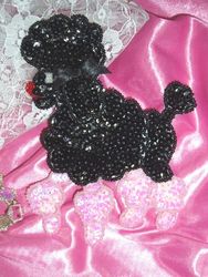 0105  Black Poodle Beaded Sequin Applique 6"