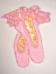 0118 Ballerina Slippers Beaded Sequin Applique 5"