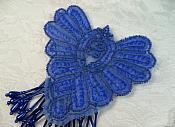 Epaulet Sequin Applique w/ long Dangle Accent Beads Royal Blue Sewing Patch 8" (0178)