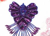 Epaulet Sequin Applique w/ long Dangle Accent Beads Purple Sewing Patch 8" (0178)