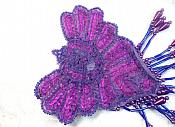 Epaulet Sequin Applique w/ long Dangle Accent Beads Purple Sewing Patch 8" (0178)