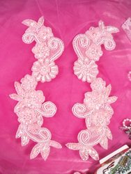 Pink Crystal AB Mirror Pair Sequin Beaded Appliques 0183