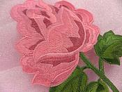 Rose Embroidered Pink Mauve Applique Patch 5.25" F83