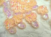 Peach Poodle Dog Appliques Mirror Pair Sequin w/ Beads (0226X)