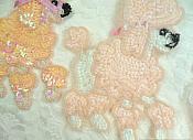 Peach Poodle Dog Appliques Mirror Pair Sequin w/ Beads (0226X)