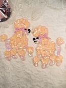 Peach Poodle Dog Appliques Mirror Pair Sequin w/ Beads (0226X)