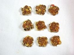 A0248  Set of 9 Gold Sequin Flower Appliques 1/2"