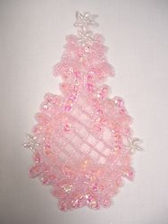 Pink Crystal Ab  Beaded Sequin Applique 6.5" 0278
