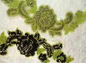 Sequin Appliques Olive Lime Green Beaded Rose Floral Mirror Pair 9.5" (0280X)