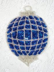 0307 Christmas Ornament Beaded Sequin Applique 4.5"