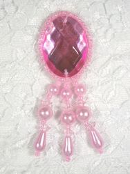 0341 Pink / Pink Jewel Dangle Beaded Applique 3"