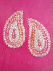 0345 Crystal AB Paisley  Mirror Pair Sequin Beaded Applique 2"