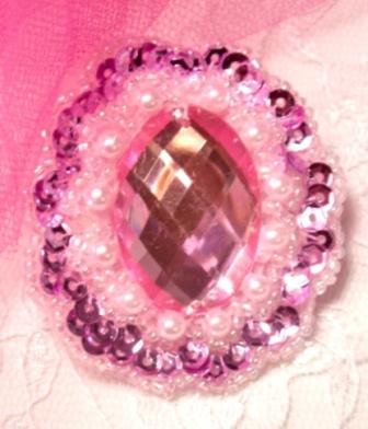 0346  Mauve / Pink Jewel Beaded Sequin Applique 2"