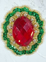 JB236 Applique Sequin Beaded iron on Patch 2"