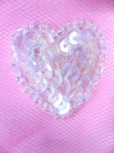 0362 Crystal AB Heart Beaded Sequin Applique 1"