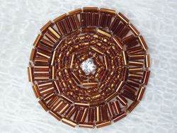 0367 Bronze Circle Round Beaded Applique 1.5"