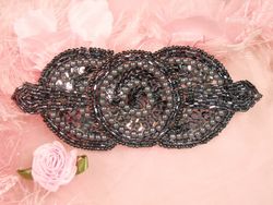 0369 Gunmetal Triple Circle Sequin Beaded Applique