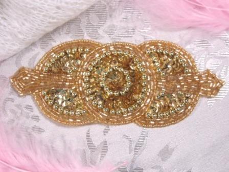 0369 Gold Triple Circle Sequin Beaded Applique