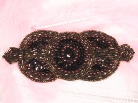0369 Chocolate Brown Triple  Circle Sequin Beaded Applique