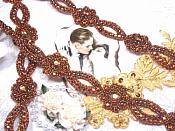 0474  Bronze Rhinestone Jewel Floral Trim 1.25"