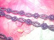 0474  Lavender Flower Rhinestone Jewel Floral Trim 1.25"