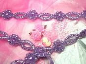 0474  Lavender Flower Rhinestone Jewel Floral Trim 1.25"