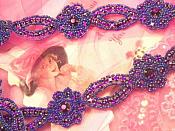 Purple AB Rhinestone Jewel Floral Trim 1.25" 0474