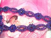 Purple AB Rhinestone Jewel Floral Trim 1.25" 0474