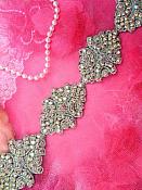 0477  Black Backing Cinderella  Aurora Borealis Crystal AB Rhinestone Beaded Trim 2"