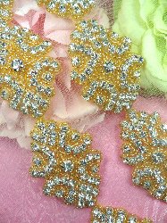 0477 Gold Backing Cinderella  Genuine Rhinestone Beaded Trim 2" 0477 Gold Backing Cinderella  Genuine Rhinestone Beaded Trim 2"