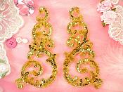 Sequin Appliques Gold w/ Beaded edge Dance Costume Motif Mirror Pair (0514X)