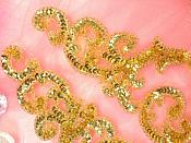 Sequin Appliques Gold w/ Beaded edge Dance Costume Motif Mirror Pair (0514X)