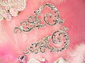 Sequin Appliques Silver Sparkling w/ Beaded edge Dance Costume Motif Mirror Pair (0514X)