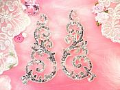 Sequin Appliques Silver Sparkling w/ Beaded edge Dance Costume Motif Mirror Pair (0514X)