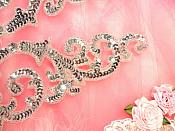 Sequin Appliques Silver Sparkling w/ Beaded edge Dance Costume Motif Mirror Pair (0514X)