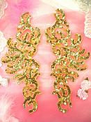 Sequin Appliques Gold w/ Beaded edge Dance Costume Motif Mirror Pair (0515X)