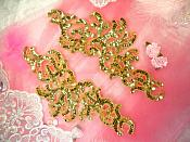 Sequin Appliques Gold w/ Beaded edge Dance Costume Motif Mirror Pair (0515X)