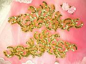 Sequin Appliques Gold w/ Beaded edge Dance Costume Motif Mirror Pair (0515X)
