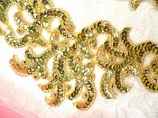 Sequin Appliques Gold w/ Beaded edge Dance Costume Motif Mirror Pair (0515X)