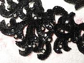 Sequin Appliques Black w/ Crystal Accents Dance Costume Motif Mirror Pair 11" (0517X)