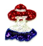 Lady w/Hat Sequin Beaded Applique  E5840