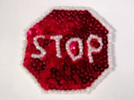 Stop Sign 2" Sequin Beaded Applique 0125