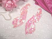 0033 Pink Crystal AB Mirror Pair Sequin Beaded Appliques 6.25"
