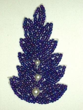 K1397 Purple Pearl Leaf Beaded Applique 2.5"