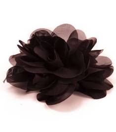 E6042 Black Floral Brooch Clip Applique 5"