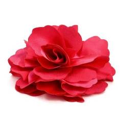 E6049 Fuchsia Silky Floral Brooch Hair Clip Applique 3.75"