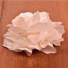 E6049 Ivory Silky Floral Brooch Hair Clip Applique 3.75"